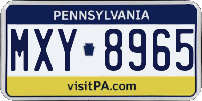 PA license plate MXY8965