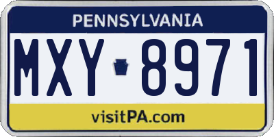 PA license plate MXY8971