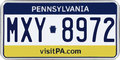 PA license plate MXY8972