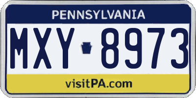 PA license plate MXY8973