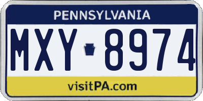PA license plate MXY8974