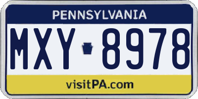 PA license plate MXY8978
