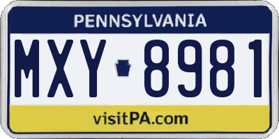 PA license plate MXY8981