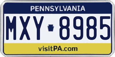 PA license plate MXY8985