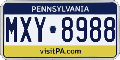 PA license plate MXY8988