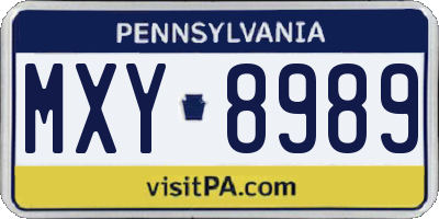 PA license plate MXY8989
