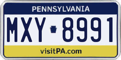 PA license plate MXY8991