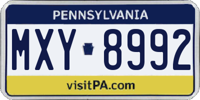 PA license plate MXY8992