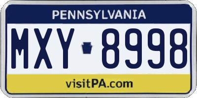 PA license plate MXY8998