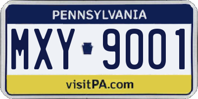 PA license plate MXY9001