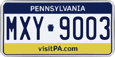 PA license plate MXY9003