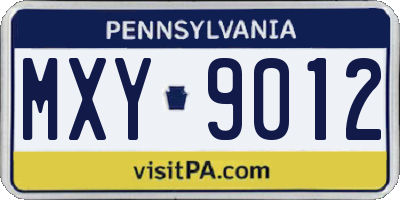 PA license plate MXY9012