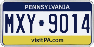 PA license plate MXY9014