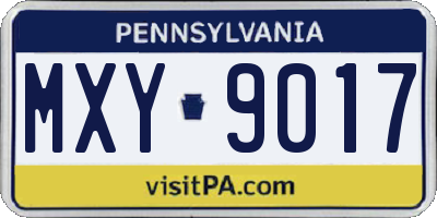PA license plate MXY9017