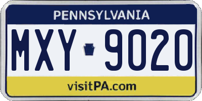 PA license plate MXY9020