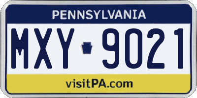 PA license plate MXY9021
