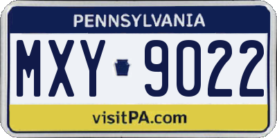 PA license plate MXY9022