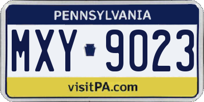 PA license plate MXY9023