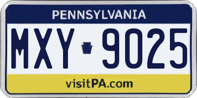 PA license plate MXY9025