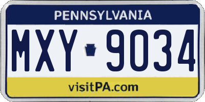 PA license plate MXY9034