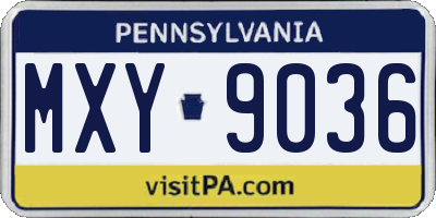 PA license plate MXY9036