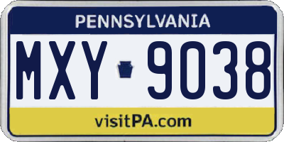 PA license plate MXY9038