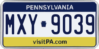 PA license plate MXY9039