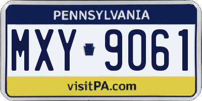 PA license plate MXY9061