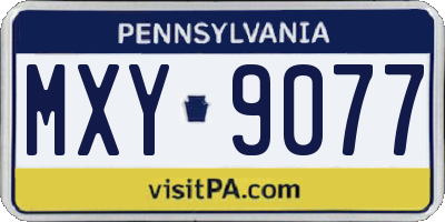 PA license plate MXY9077