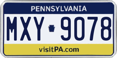 PA license plate MXY9078