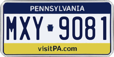 PA license plate MXY9081