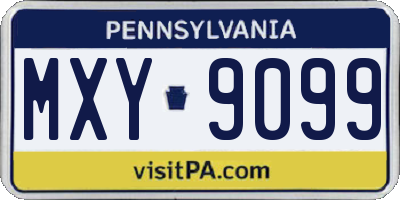 PA license plate MXY9099