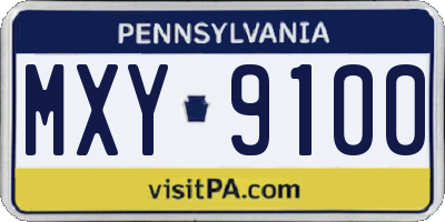 PA license plate MXY9100