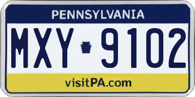 PA license plate MXY9102