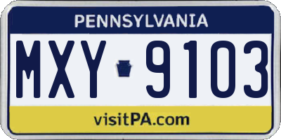 PA license plate MXY9103