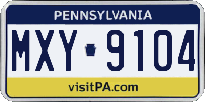 PA license plate MXY9104