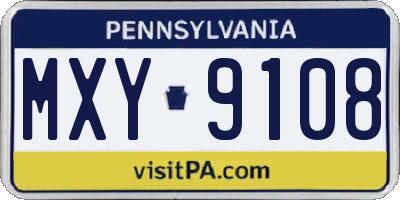 PA license plate MXY9108