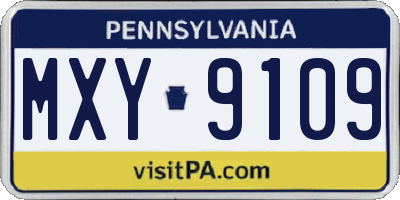 PA license plate MXY9109