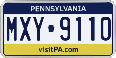 PA license plate MXY9110