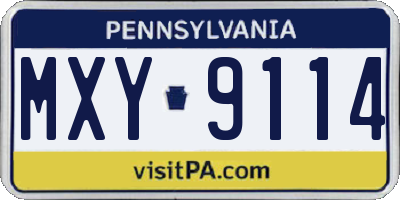 PA license plate MXY9114