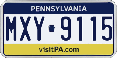 PA license plate MXY9115