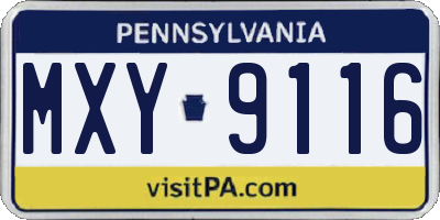 PA license plate MXY9116