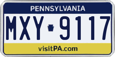 PA license plate MXY9117