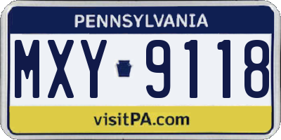 PA license plate MXY9118