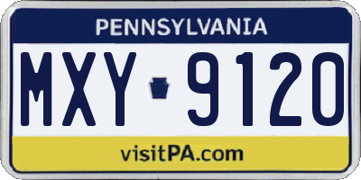 PA license plate MXY9120