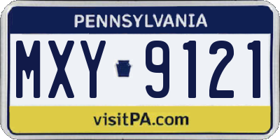 PA license plate MXY9121