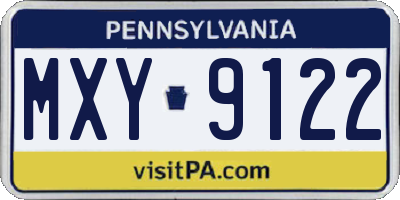 PA license plate MXY9122