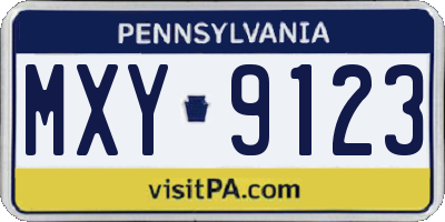 PA license plate MXY9123