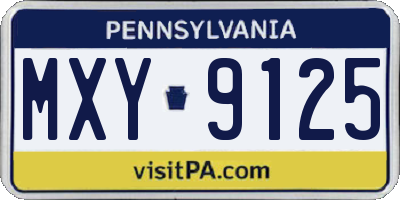 PA license plate MXY9125