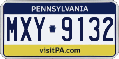 PA license plate MXY9132